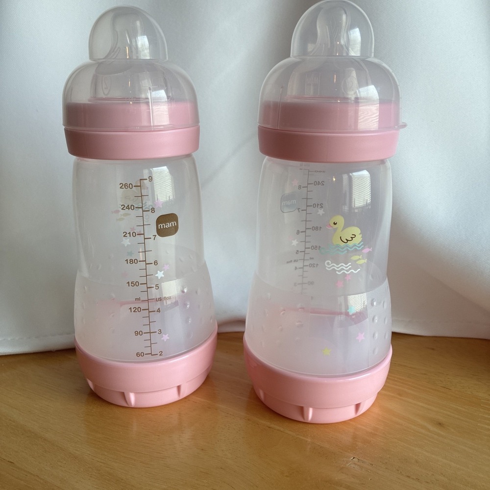 mam Baby Bottles 9 Oz Pink Duck X 2* Read